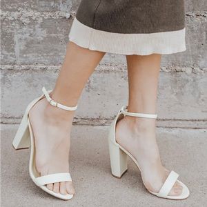 Lulu’s Taylor Off White Ankle Strap Heels Size 8